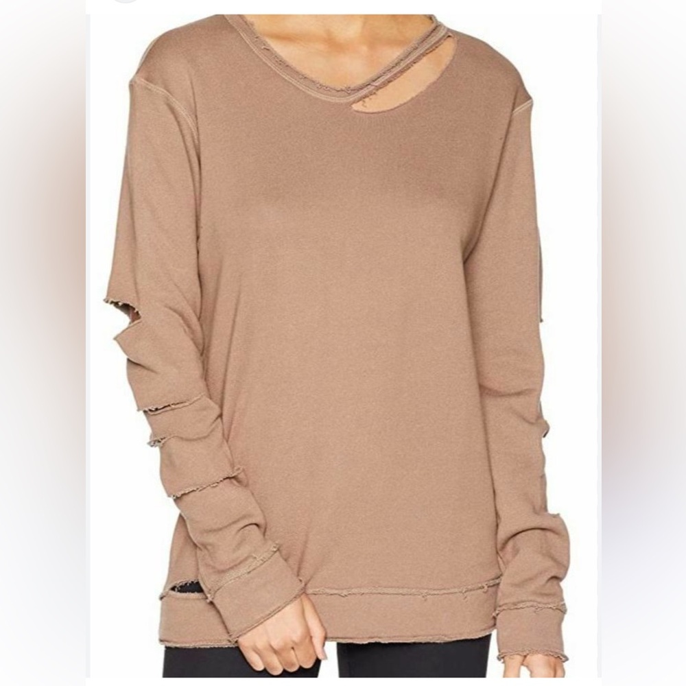 Álala - Edgy Distressed Brown Long Sleeve Cypher Sweatshirt- size Medium